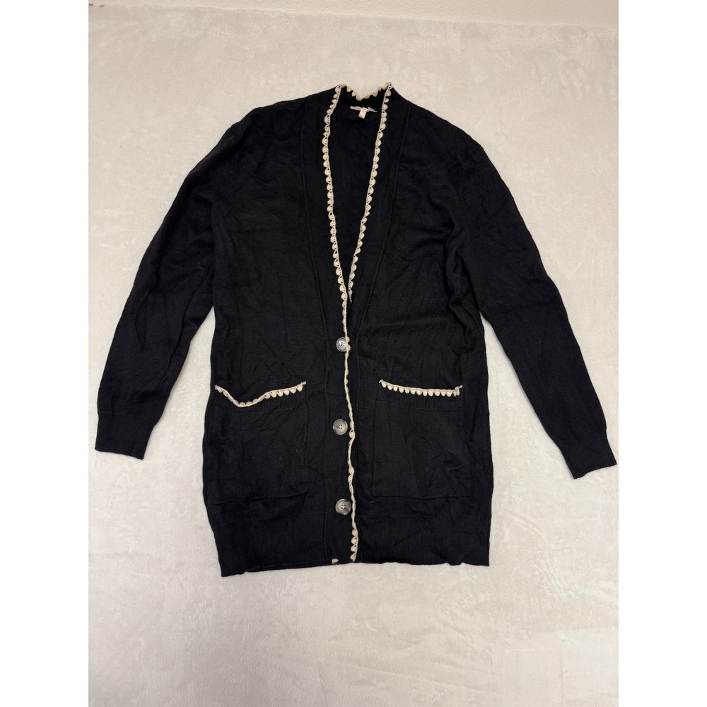 Rebecca Taylor Cardigan‎ Womens Small Wool Blend Contrasting Scalloped Trim